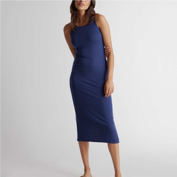 Quince Dresses & Skirts - Quince Tencel baby blue ribbed midi tank dress large